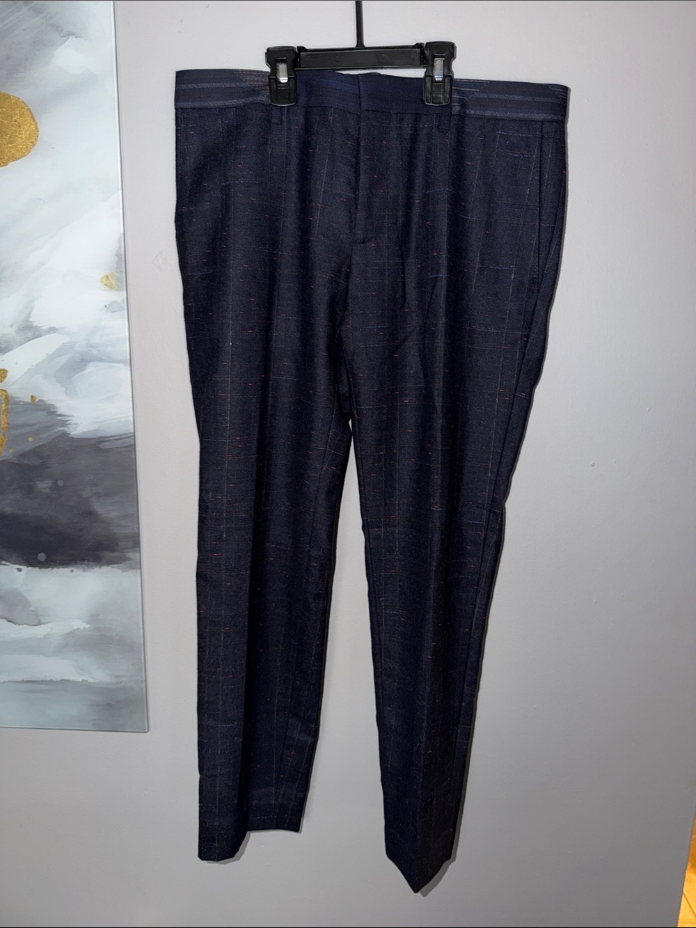 ETRO Men's Navy Windowpane Dress Pants